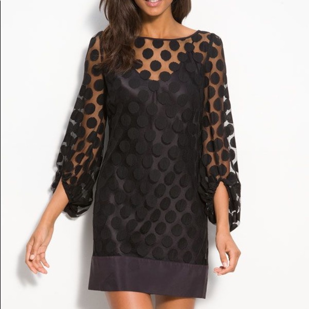Laundry black dress with polka dot overlay size 4